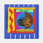 コーヒー、おはようございます、編集文字 マグネット (正面)