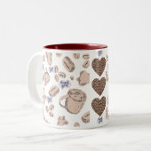 コーヒー、お茶のマグカップと「ありがとう」メッセージ ツートーンマグカップ (正面左)
