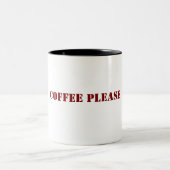 「コーヒー、お願い：今日の燃料」 ツートーンマグカップ (中央)