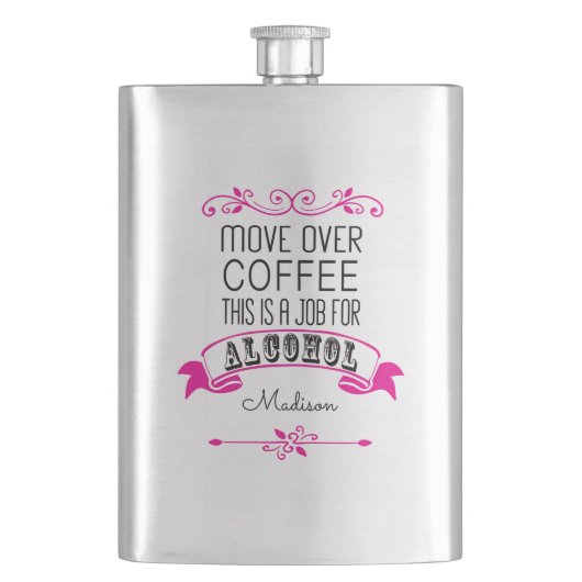 コーヒー、これにありますアルコール名前のための仕事が動かして下さい フラスク (正面)