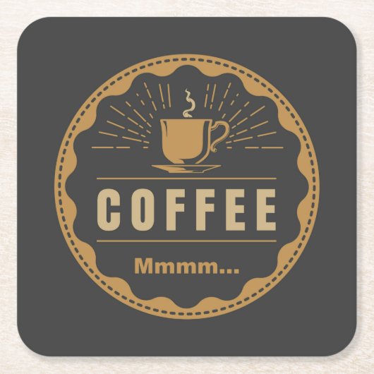 コーヒー、ん～～～ スクエアペーパーコースター (正面)