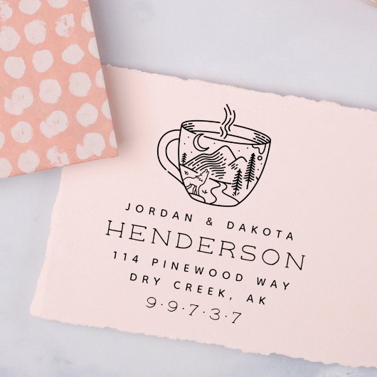 コーヒー&アドベンチャー結婚したカップル差出人住所 セルフインキングスタンプ