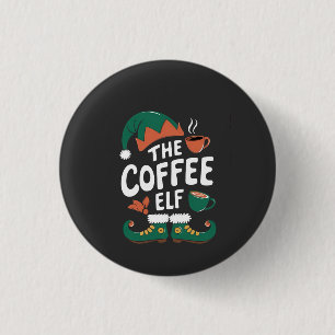 コーヒー エルフ クリスマス おもしろ カフェイン Xmas 愛好者   缶バッジ