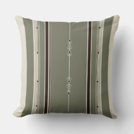 コーヒー&オリーブストライプ装飾用クッション クッション