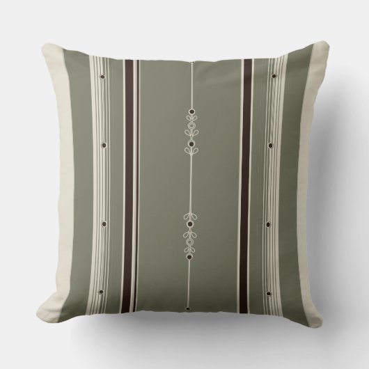 コーヒー&オリーブストライプ装飾用クッション クッション (正面)