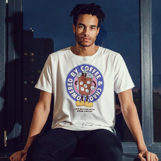 コーヒー&カオスユーモアおもしろいティー搭載 Tシャツ