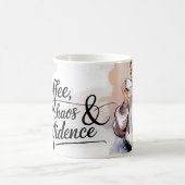 コーヒー、カオス&自信-芸術的水彩 コーヒーマグカップ (中央)