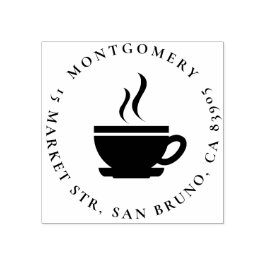 コーヒー |カスタムファミリー名&ラウンド差出人住所 ラバースタンプ