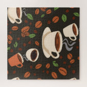 コーヒー カップ 豆 朝のパターン ジグソーパズル (横)