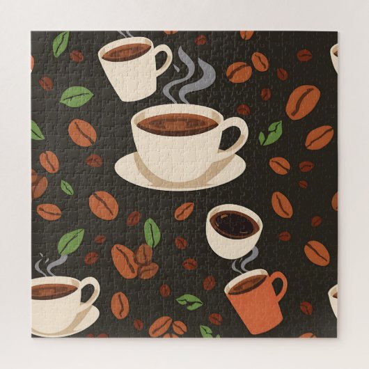 コーヒー カップ 豆 朝のパターン ジグソーパズル (縦)
