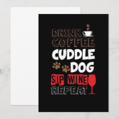 コーヒー·カドル·ドッグ·シップ·ワイン·リピート 招待状 (正面/裏面)