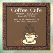 コーヒー カフェの営業時間 店舗入口のドア  ウィンドウサイン (シート3)