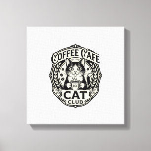 コーヒー カフェ 猫 おもしろい 猫 グラフィック - コーヒー カフェ カ キャンバスプリント
