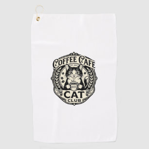 コーヒー カフェ 猫 おもしろい 猫 グラフィック - コーヒー カフェ カ ゴルフタオル