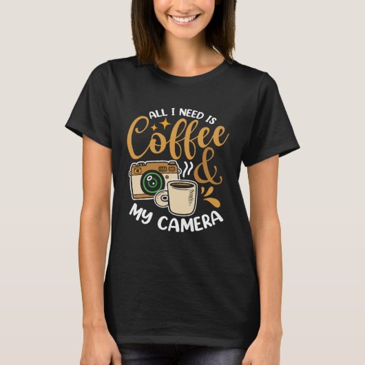 コーヒー&カメラ撮影アロマ引用文 Tシャツ (正面)
