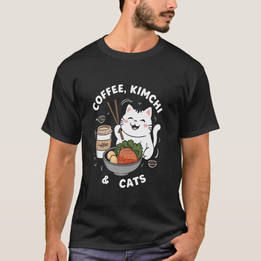 コーヒー キムチ 猫 Tシャツ (正面)