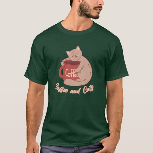 コーヒー&キャッツキャットママ猫好きキャットガールフレンド Tシャツ (正面)