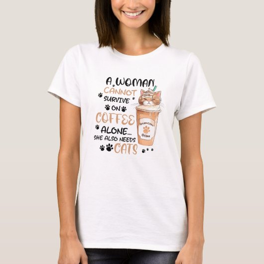 コーヒー&キャッツ – かわいいかわいいアート Tシャツ (正面)
