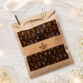 コーヒー ギフトバッグ — クラフト紙にフォークコーヒーバンド フェイバーバッグ (クリップ留めされた状態)