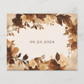 コーヒー&クリーム秋のフローラテーマ結婚式の招待 (裏面)