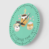コーヒー、クリーム、砂糖:まだコーヒー時間? ラージ壁時計 (傾斜)