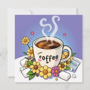 コーヒー、クリーム、花お洒落漫画