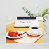 コーヒー、クロワッサン及びコンピュータ招待されました 招待状 (スタンド正面)