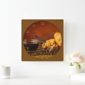 コーヒー&クロワッサン スクエア壁時計 (ホーム)