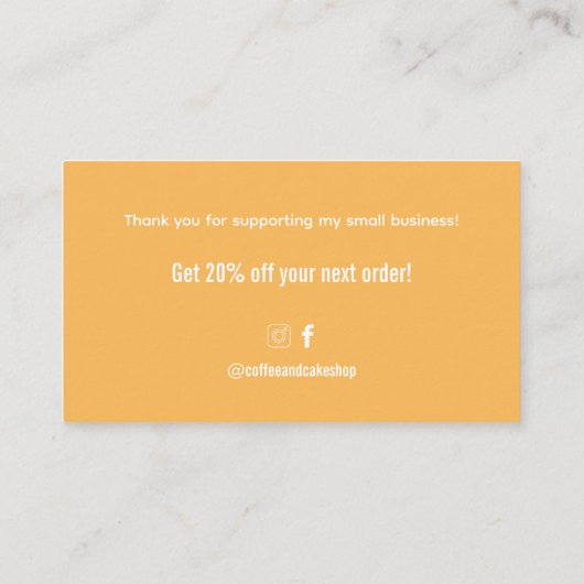 コーヒー&ケーキショップサンキューカード 名刺 (裏面)