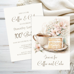 コーヒー&ケーキ100誕生日 招待状