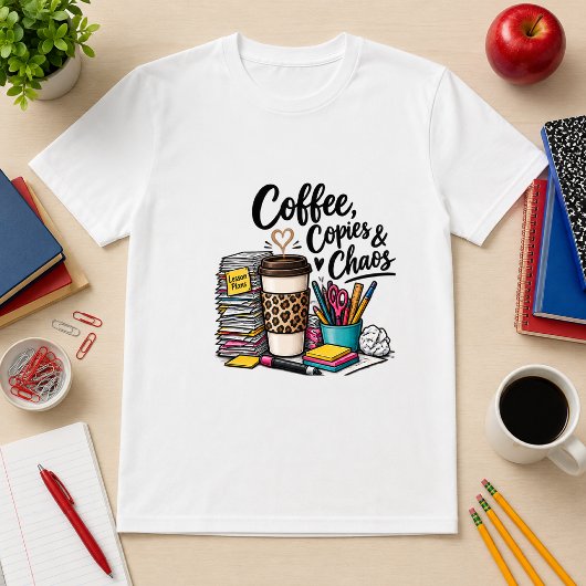 コーヒー、コピー、混乱 教師ユーモア Tシャツ