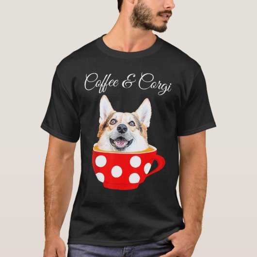 コーヒー コーギー Tシャツ サルカスティック コーギー 犬 コーヒー (正面)