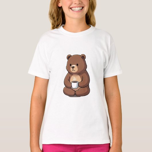 コーヒー コージー ブラウン ベア キッズ Tシャツ (正面)