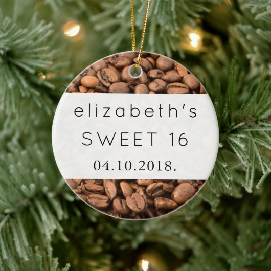 コーヒー，コーヒー豆，アラビカコーヒー，甘い16 セラミックオーナメント (ツリー)