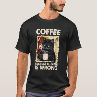 コーヒー コーヒー かわいい猫 Vネック Tシャツ