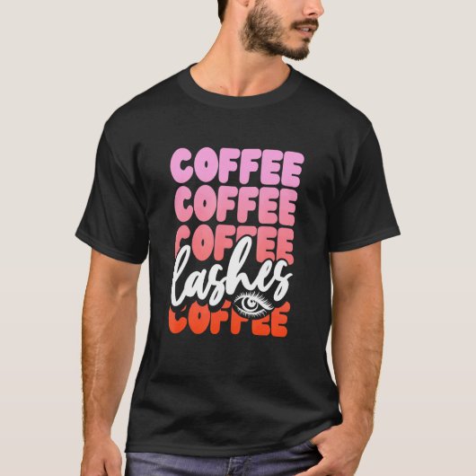 コーヒー コーヒー まつ毛 女子 Tシャツ (正面)
