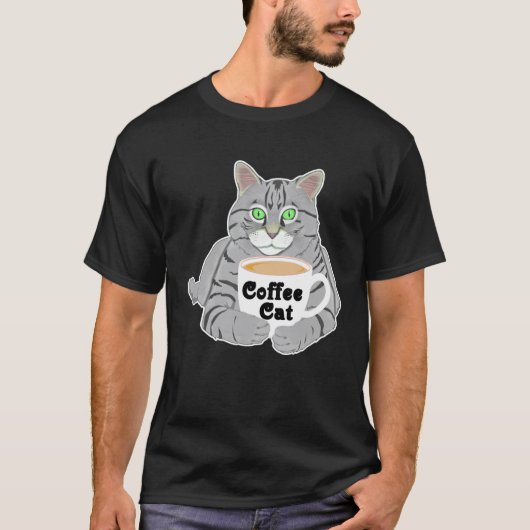 コーヒー コーヒー 猫 コーヒー愛飲家 かわいい猫 Tシャツ (正面)