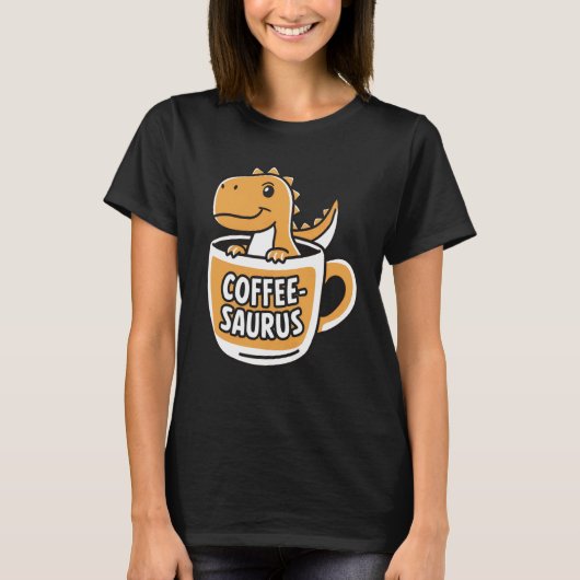 コーヒー – サウルス恐竜コーヒー愛好家アート4 Tシャツ (正面)