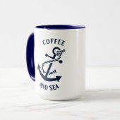 コーヒー&シーネイビーブルーボ航海のートいかり マグカップ (正面左)