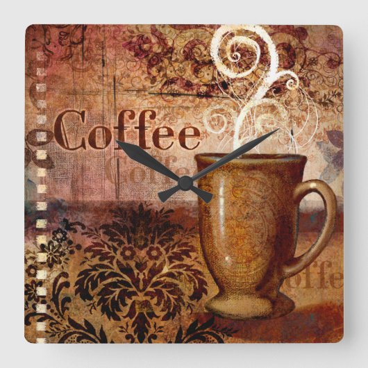 コーヒー スクエア壁時計 (正面)