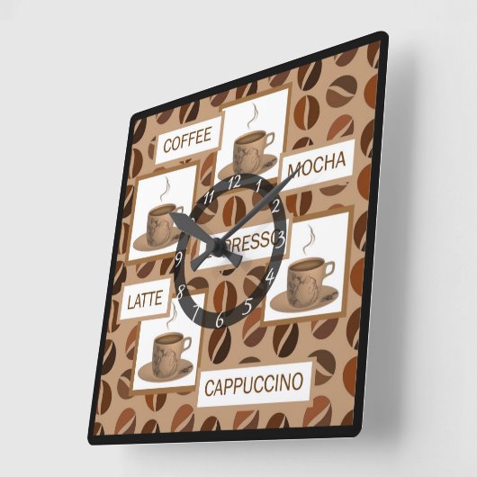 コーヒー スクエア壁時計 (傾斜)