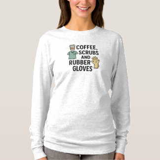 コーヒー、スクラブ及びゴム手袋 Tシャツ