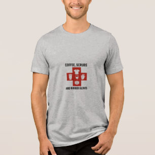 コーヒー、スクラブ、ゴム手袋メンズプレミアム トライブレンドTシャツ