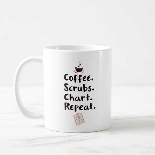 コーヒー スクラブ チャート 反復 引用 コーヒーマグカップ (左)