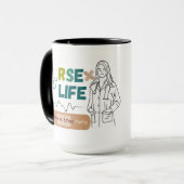 「コーヒー、スクラブ、救と生活 – ナースライフマグ マグカップ (正面左)