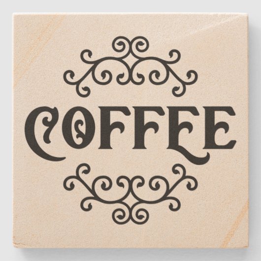 コーヒー（スクロール付き） -ストーンコースター ストーンコースター (正面)