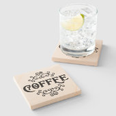 コーヒー（スクロール付き） -ストーンコースター ストーンコースター (横)