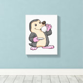 コーヒー&ソーサー入りモグラ キャンバスプリント (インサイチュ (ウッドフロア))