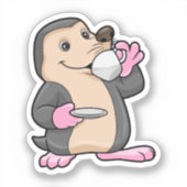 コーヒー&ソーサー入りモグラ シール (正面)