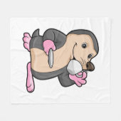 コーヒー&ソーサー入りモグラ フリースブランケット (正面(横))